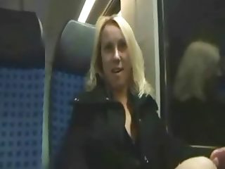 Pretty blonde in train